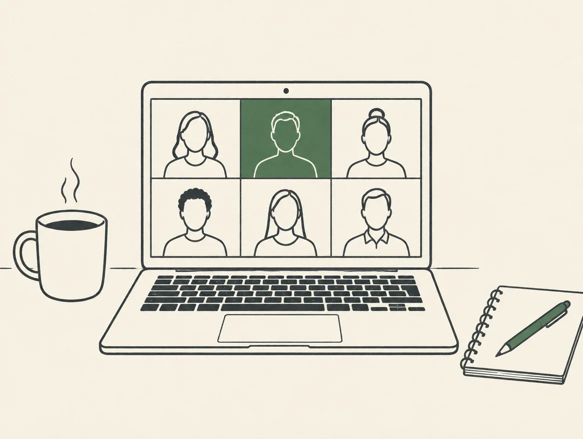 Ilustrácia: skupinový videohovor.